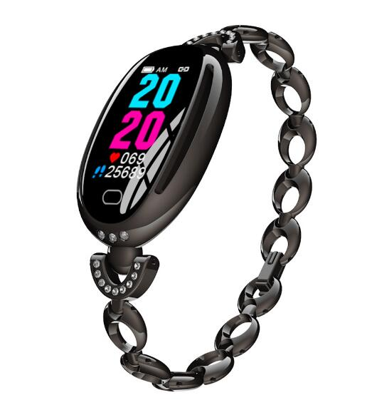 Fitness Tracker Heart Rate Blood Pressure Female Smart Wristband black E68 Smart Bracelet Waterproof Women Watch