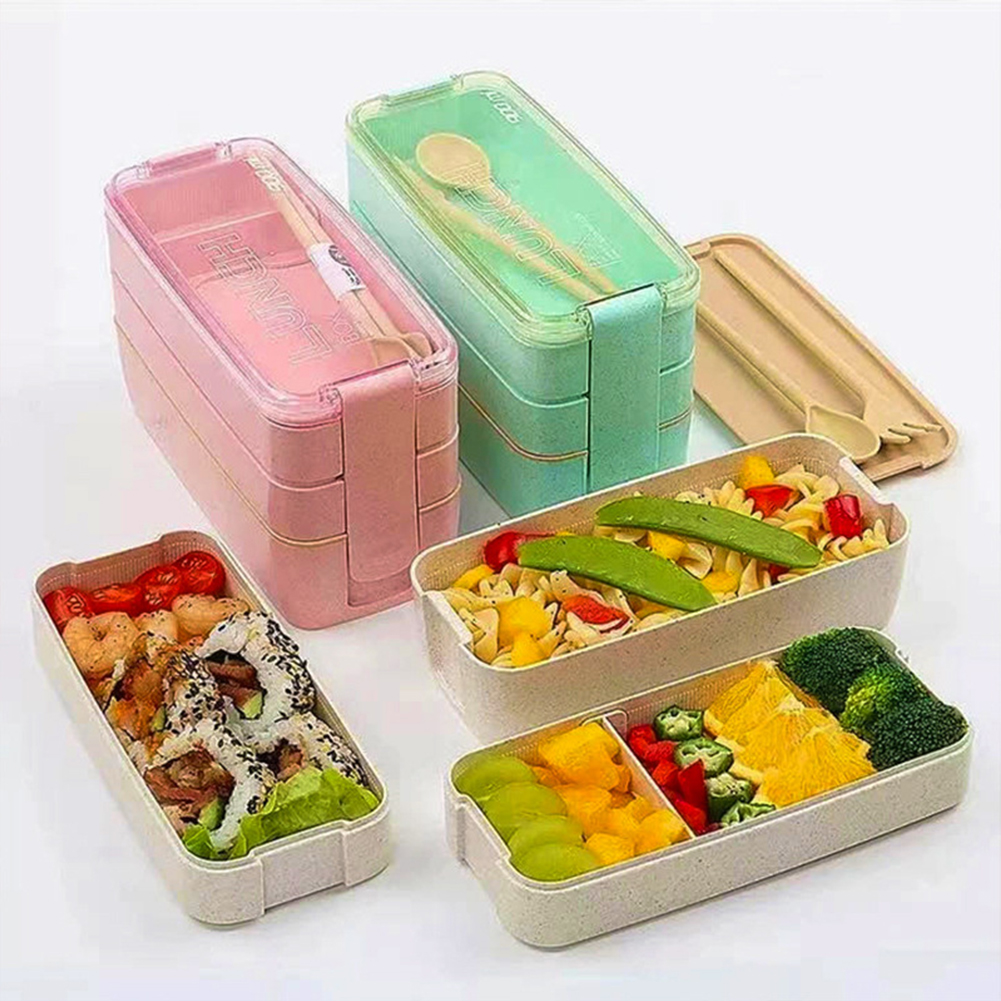 ABCTay Three-Layer Divided Lunch Box Set (Including Fork and Spoon) – Fun Storage, Healthy Portion Control