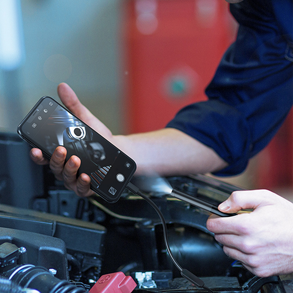 Endoscope Camera With Light, 200W Pixels HD Borescope With 6 LED Lights, 0.3IN Probe Structure, 9.8FT Semi-Rigid Snake Cabl, IP67 Waterproof Inspection Camera 1 meter