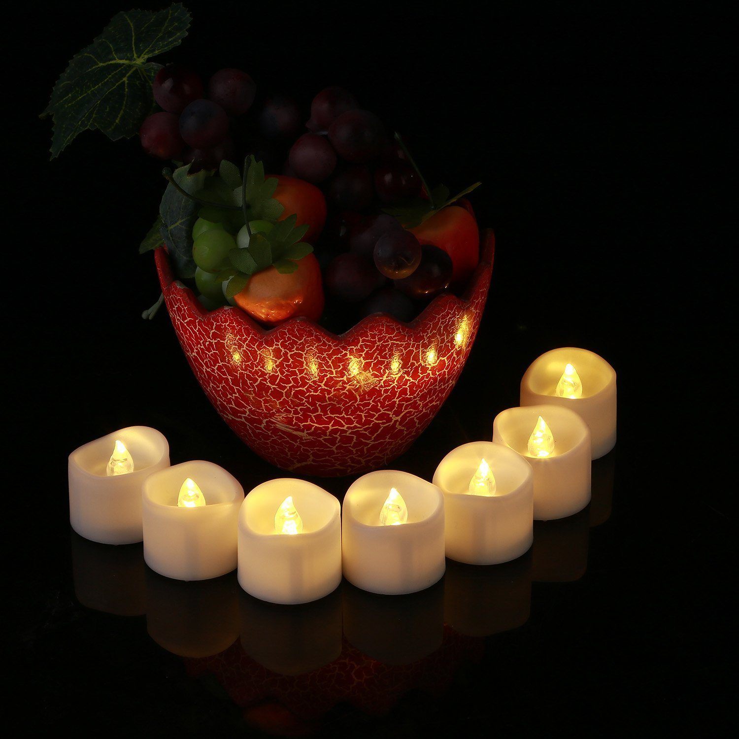 Flameless LED Lights Candles Wavy Edge Electronic Candles for Wedding Party Home Decoration black