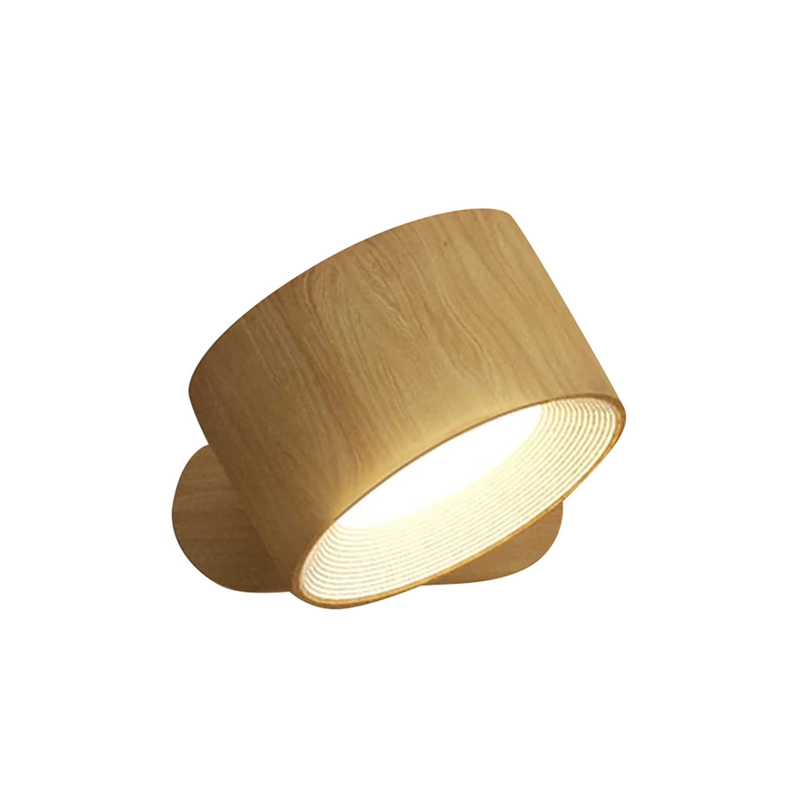 360°Wall Lights  Magnetic Ball Rotate LED Sconces USB Rechargeable  Mounted Reading Lamp For Bedside Home Wood grain shell