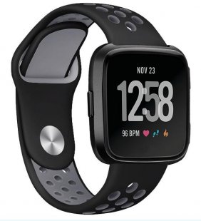 Wholesale for Fitbit Versa Black with gray Replacement Band Sport Breathable Silicon Wristband Watch Strap