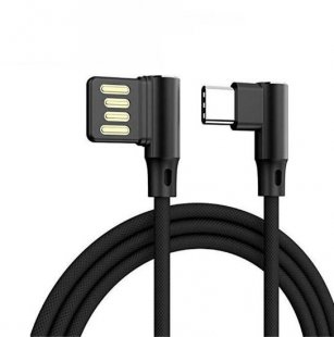 Abctay L Shaped Angle Head Type-C Charging Cable Data Transmission Cable Adapter 3 Meter for Phone black