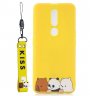 Wholesale Cartoon Lovely Coloured Painted Soft TPU Back Cover Non-slip Shockproof Full Protective Case with Lanyard yellow For OPPO F11 PRO