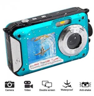 Wholesale 1080P Double Screen 16x Digital Zoom Camcorder HD268 Underwater Camera blue 2.7inch TFT Digital Camera Waterproof 24MP MAX