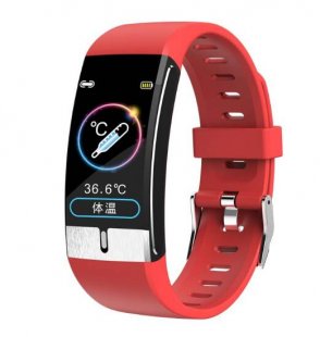 Wholesale Blood Pressure Body Fat Monitor red Smart Watch Band Temperature Measure ECG Heart Rate