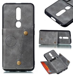 Abctay pro PU Leather Flip Stand Shockproof Cell Phone Cover Double Buckle Anti-dust Case With Card Slots Pocket gray For OPPO F11