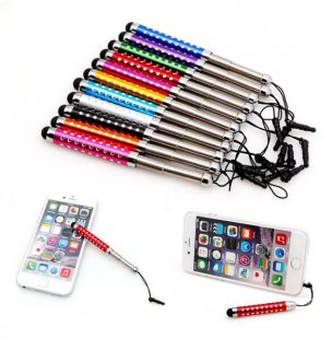 Wholesale for iPhone iPad Tablet PC Random_3 pcs Touch Screen Pen Unique Retractable Capacitive Diamond Stylus