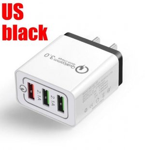 Wholesale 3 Port USB Hub Wall Charger Adapter black_U.S. regulations 30W QC 3.0 Fast Quick Charger