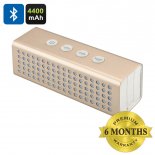 20 Watt Bluetooth Speaker + Power Bank - 4400mAh Battery, Bluetooth 2.1+EDR, Hands Free, Micro SD Card Slot, Aux In (Golden)