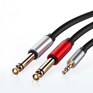 Wholesale for Mixer Amplifier CD Player Speaker 6.5mm 3.5 Splitter Jack Male Audio Cable Jack 3.5mm to 6.35mm Adapter Audio Cable