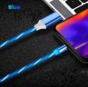 Abctay Data Line LED Magnetic Micro USB Cable Android Type-C IOS Fast Charging Cable for Mobile Phone blue_Ios interface