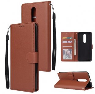 Abctay pro Wallet-type PU Leather Protective Phone Case with Buckle & 3 Card Position brown For OPPO F11