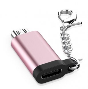 Wholesale to Type C Female Converter USB OTG Data Adapter with Chain Pink Micro USB Adapter Cable Micro USB Male