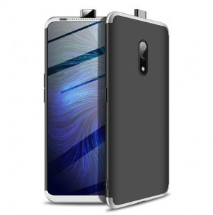 Abctay Ultra Slim PC Back Cover Non-slip Shockproof 360 Degree Full Protective Case Silver black silver For OPPO Realme X