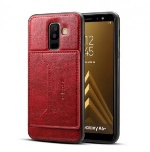 Wholesale 2018 Phone Holder Protective Cover with Card Pocket red For Samsung A6 Plus