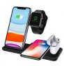 Wholesale For iPhone Apple Watch iWatch for Airpods Charger Holder Stand black 4-In-1 QI Fast Wireless Charger Dock