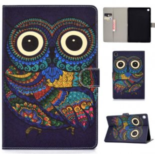 Wholesale with Front Snap Cute Cartoon Color Painted Smart Stay PU Cover owl For Samsung T510/T515 Laptop Protective Case