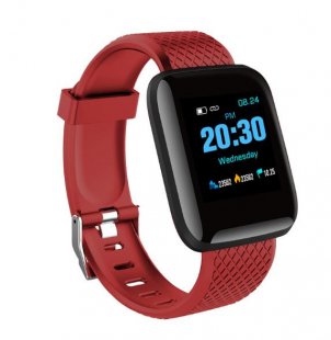 Wholesale D13 Bluetooth Heart Rate Blood Pressure Smart Watch Fitness Tracker Bracelet red