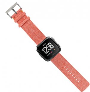 Wholesale for Fitbit Versa Orange Woven Fabric Strap Wrist Bands with Stainless Metal Clasp