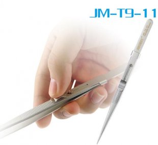 Wholesale Jakemy 165mm Adjustable Tweezers Anti Static Stainless Steel Tweezers Straight Pointed Tip Slide Lock Hold Tightly