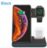 Wholesale for Iphone X 8 Xiaomi Quick Charge 3.0 Fast Charger Dock Stand for Apple Airpods Watch 4 3 2 1 black 3 in 1 Universal 15W Qi Wireless Charger