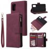 Wholesale Mobile Phone Case Wallet Design Zipper Closure Overall Protection Cellphone Cover 5 wine red For Samsung A41