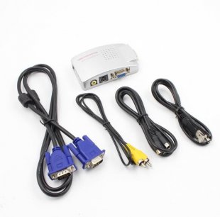 Wholesale Signal Adapter Converter Video Switch Box Composite Laptop Silver Universal NTSC PAL VGA to TV AV RCA