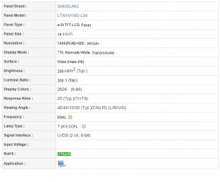 SAMSUNG LTN141WD-L04 14.1 inch a-Si TFT-LCD Panel
