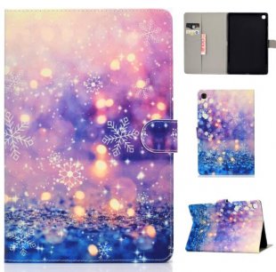 Wholesale with Front Snap Cute Cartoon Color Painted Smart Stay PU Cover Purple quicksand For Samsung T510/T515 Laptop Protective Case