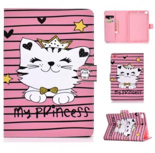 Wholesale Frront Snap Color Painted Smart Stay PU Cover Crown cat For iPad mini 1/2/3/4/5 Laptop Protective Case