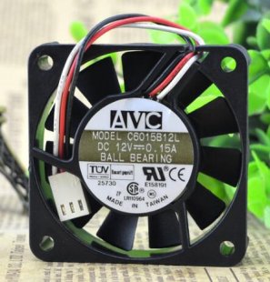 Wholesale AVC 6015 C6015B12L 12V 0.15A 3wires Ball Bearing Fan,Server Fan,Computer Fan,Cooling Fan