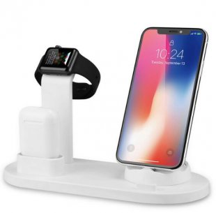 Wholesale for iPhone Samsung Charging Stand Station for Apple Watch Airpods white 3 in 1 Charging Dock Holder