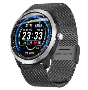 Wholesale N58 Smart Watch Sports Bracelet PPG ECG HRV Report Heart Rate Blood Pressure Test Monitor Pedometer - Black Steel