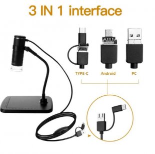 Wholesale Children Microscope black 3 in 1 Phone Microscope TypeC Camera Endoscope Android Computer Digital