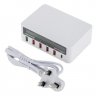 Wholesale for iPhone iPad Samsung white_UK plug 5 Port USB QC 3.0 Quick Charger LCD Voltage Current Display