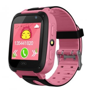 Wholesale for Android IOS Pink Anti-lost Kids Safe GPS Tracker SOS Call GSM Smart Watch Phone