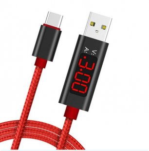 Abctay Voltage Current Display USB Cable LCD Screen Fast Charging Wire for Apple Android Type-c