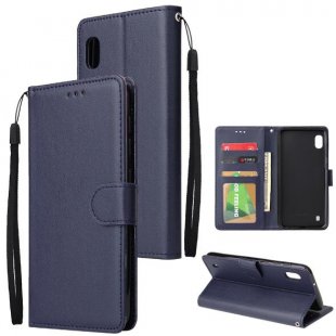 Abctay Flip-type Leather Protective Phone Case with 3 Card Position Buckle Design Phone Cover blue For Samsung A10