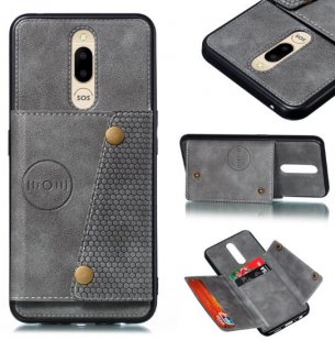 Abctay PU Leather Flip Stand Shockproof Cell Phone Cover Double Buckle Anti-dust Case With Card Slots Pocket gray For OPPO F11