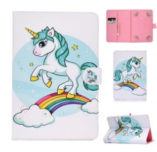 Wholesale Color Painted PU Cover single horned horse Universal 10Inches Laptop Protective Case with Front Snap Cute Cartoon