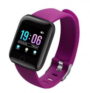 Wholesale Blood Pressure Monitor Pedometer Fitness Tracker purple 116Plus Color Screen Smart Watch Heart Rate