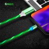 Abctay Data Line LED Magnetic Micro USB Cable Android Type-C IOS Fast Charging Cable for Mobile Phone green_Ios interface