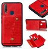 Abctay Shockproof Double Buckle Wallet Case Cell Phone Case PU Leather Flip Stand Phone Cover With Card Slots red For VIVO Y17