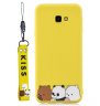 Abctay 2017 Cartoon Lovely Coloured Painted Soft TPU Back Cover Non-slip Shockproof Full Protective Case with Lanyard yellow For Samsung A5