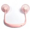 Wholesale Silent Office Neck Band Ergonomic Hands Free Home Speed Adjustable Gift Dual Portable Fitness USB Fan Sports Summer Rechargeable---Pink