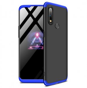 Abctay Ultra Slim PC Back Cover Non-slip Shockproof 360 Degree Full Protective Case Blue black blue For Oppo Realme 3 pro