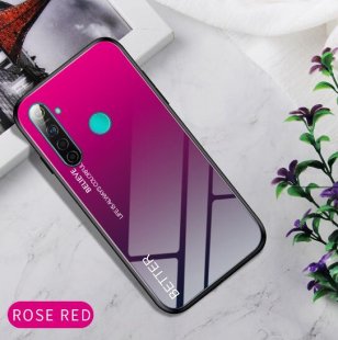 Abctay Mobile Shell Soft TPU Phone Case Glass Back Panel Gradient Design Overall Protective Shell Rose red For OPPO Realme 3 Pro/Realme 5/Realme 5 Pro