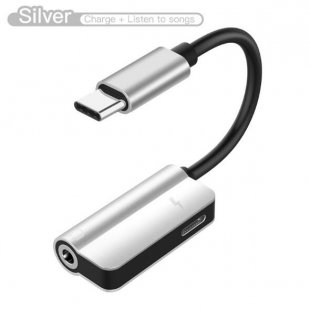 Wholesale for Huawei mate 10 P20 pro Xiaomi Mi 6 8 Silver USB C Cable 2 in 1 Type-C 3.5mm Jack Audio Converter Headphone Adapter Cable