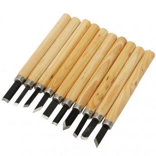 Wholesale 10pcs/Set Wood Carving Chisel Set High Carbon Steel With Wooden Handle For Basic Woodcut Working DIY Tools